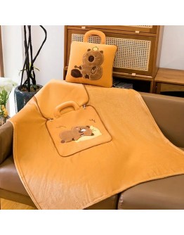 Капибара възглавница одеяло и чанта 3в1 плюшена играчка